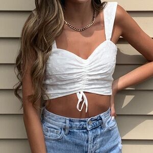 Princess Polly White Sleeveless Tie Front Crop Top